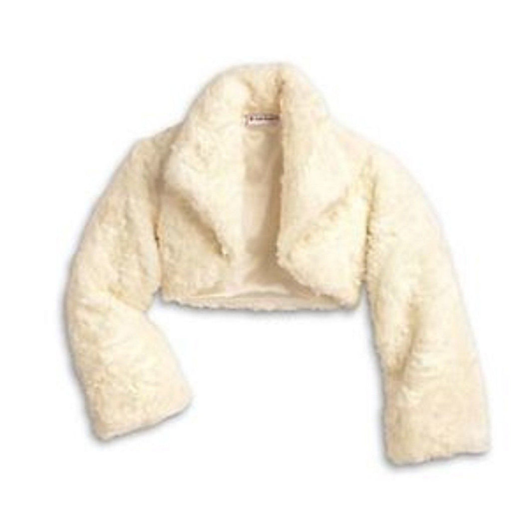 American Girl Faux Fur Cream Beige Fancy Shrug Short Jacket For Girls