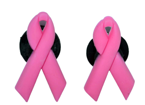 Breast Cancer Awareness Ribbons will fit in Clog type shoes with holes Accessories (Set of 2)