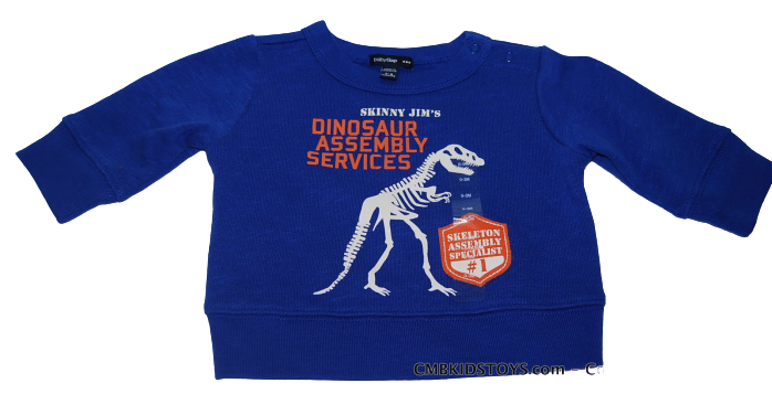 Baby Gap Infant Dinosaur Skelton Assembly Blue Sweat  Shirt