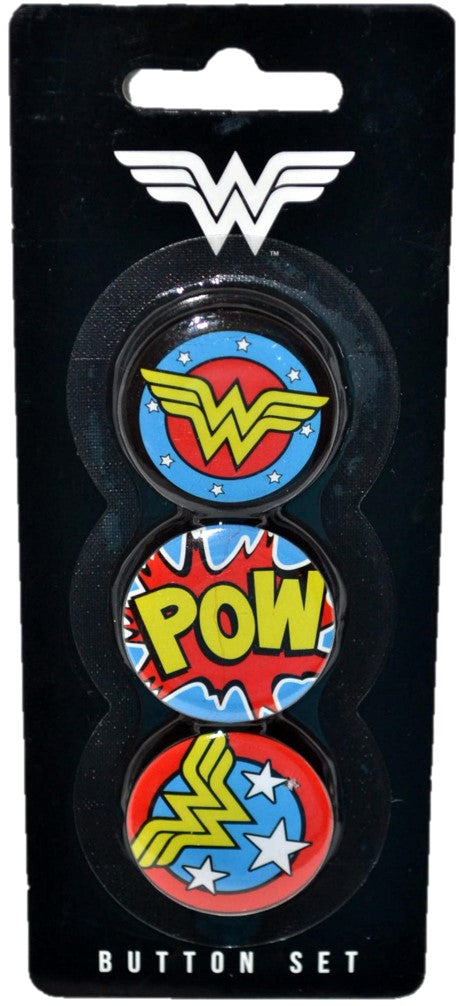 Bioworld 2017 Wonder Woman 3 pcs Super Hero Avenger 3 pc Set Button Pinback