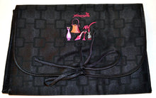 Load image into Gallery viewer, Week end Get-a-Way Black Lingerie Travel Bag Lavender Lined Cosmetic images Front