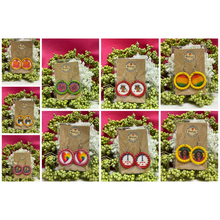 Load image into Gallery viewer, Afro Queen Bottle Cap Retro 60's Dangle Fish-hook Earrings Handcrafted
