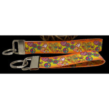 Load image into Gallery viewer, Mother & Daughter Retro Groovy 60s Orange Peace Sign Symbol  Dove 7/8" Grosgrain Wristlet Keychains