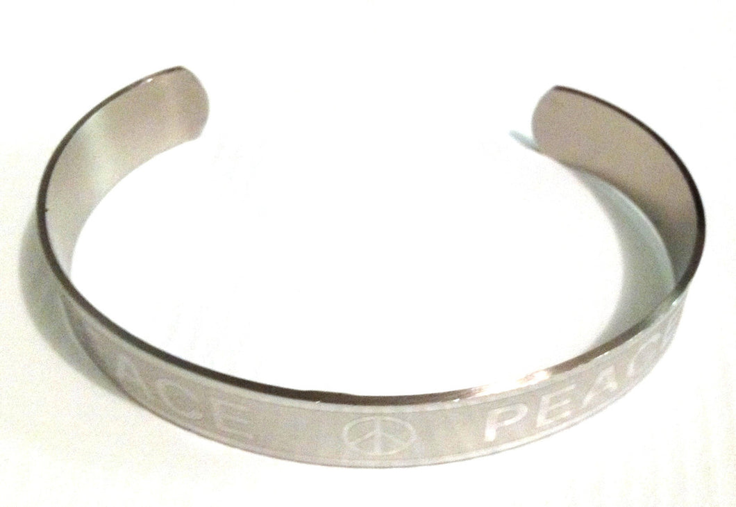 Groovy Stainless Metal Peace Sign Symbol Wristband Bracelet
