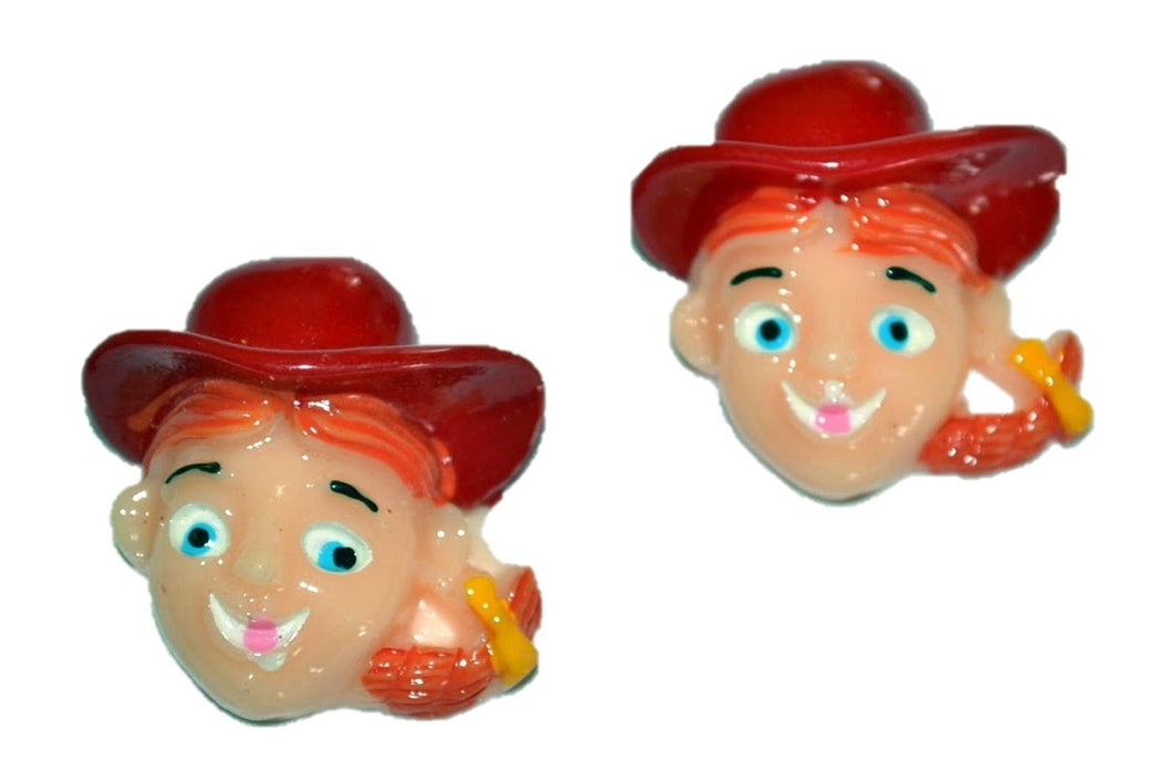 Rodeo Cowgirl Resin Flatback Cabochons Crafts Hair bows (Set of 2)