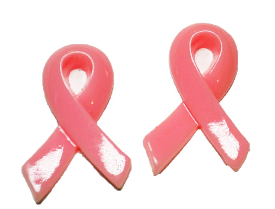 Pink Breast Cancer Awareness Flatback Cabochons Crafts Hair bows (Set of 2)