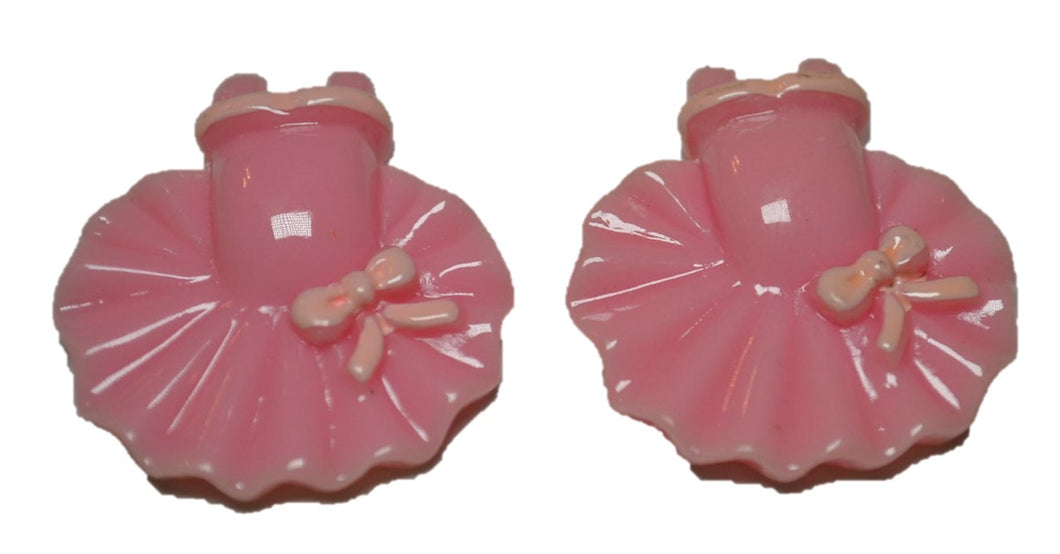 Pink Girl Ballerina Tutu Flatback Cabochons Crafts Hair bows (Set of 2)