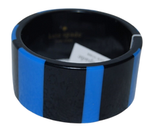 Load image into Gallery viewer, Kate Spade Wide Bronwyn Bangle Bracelet Black & Royal Blue Resin