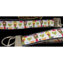 Load image into Gallery viewer, Mother & Daughter Retro 60s Flower Power Peace Girls Love 7/8" Ribbon Keychain Wristlet Bracelet