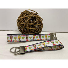 Load image into Gallery viewer, Mother & Daughter Retro 60s Flower Power Peace Girls Love 7/8" Ribbon Keychain Wristlet Bracelet