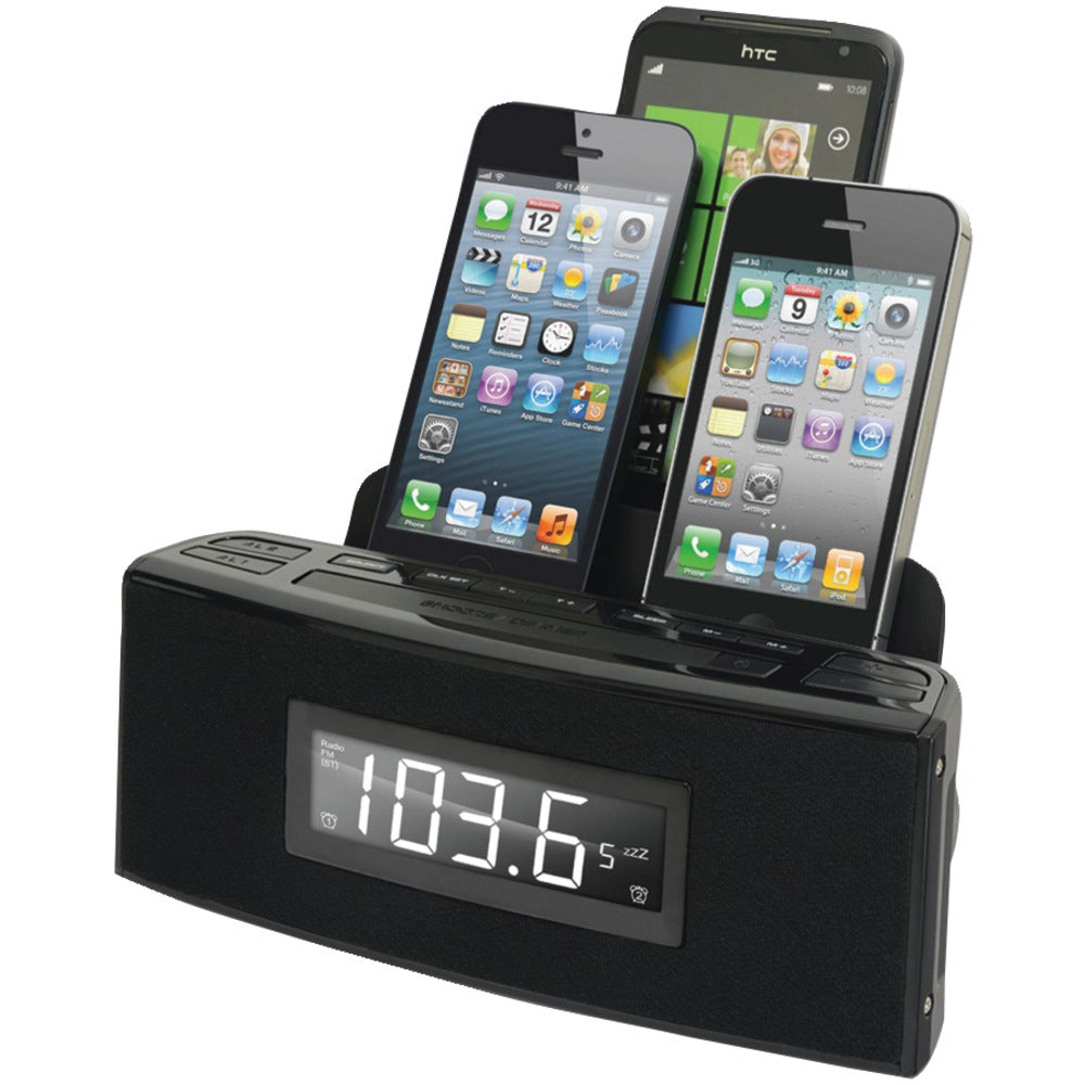 Dok 3-Port Smartphone Charger With Speaker & Alarm Clock