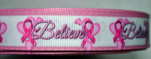 Load image into Gallery viewer, Breast Cancer BELIEVE GrosGrain Ribbon Wristlets Keychains Set