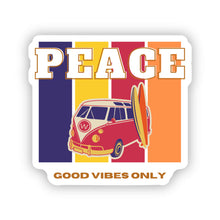 Load image into Gallery viewer, Retro 1960's Van Stickers - Peace Van Good Vibes 2.0" x 1.8" Die Cut