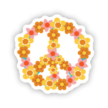 Load image into Gallery viewer, Retro Peace Stickers - Yellow Peace Symbol 2.0" x 2.0" Die Cut