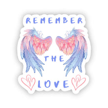 Load image into Gallery viewer, Sympathy Stickers - Remember Love Angel Wings 1.9" x 2.0" Die Cut