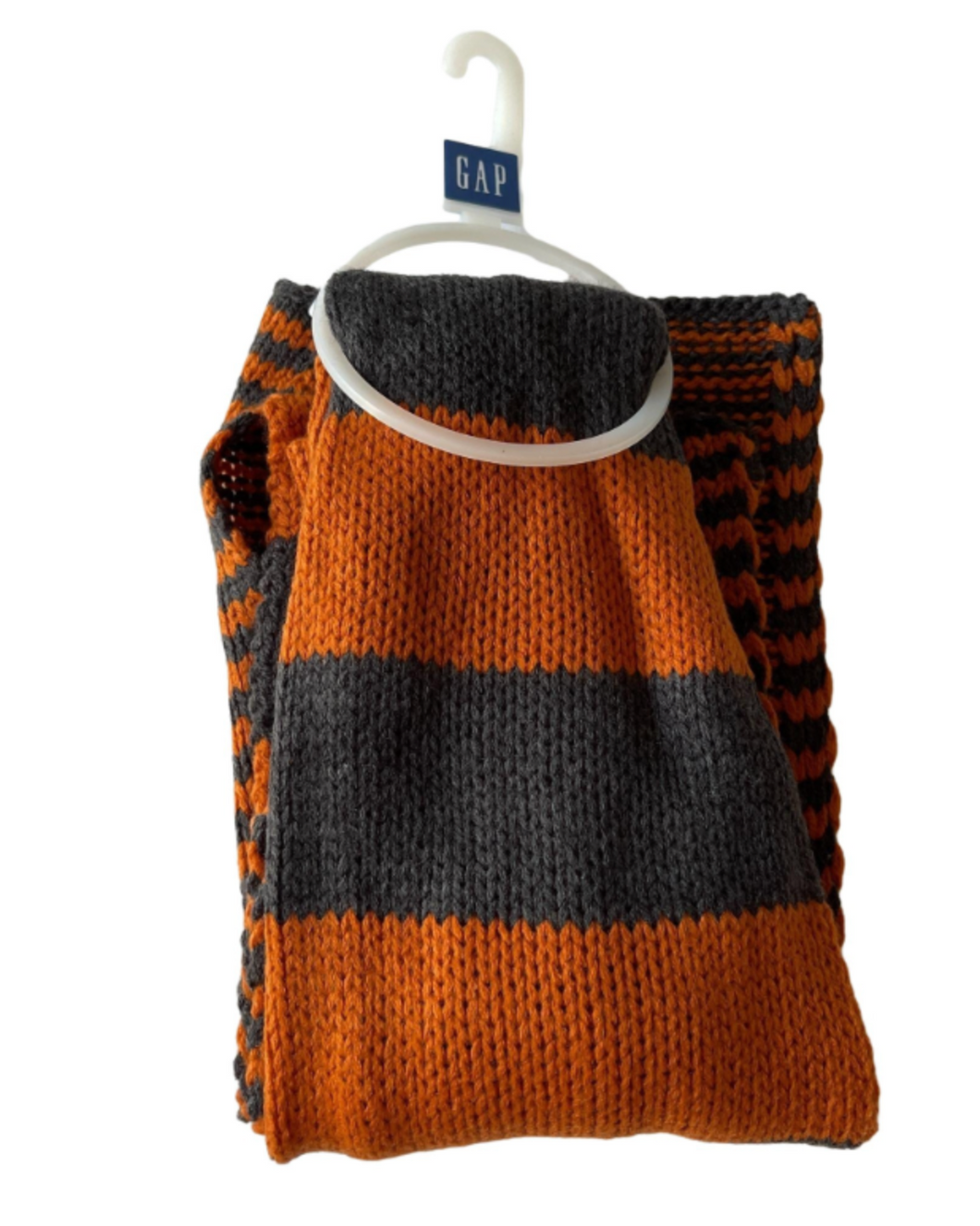 Gap Orange & Grey Rugby Type Long Knit Scarf Unisex 72