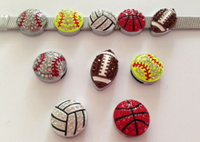 Load image into Gallery viewer, Basketball Rhinestone 8Mm Slide on Bracelet Metal Sports Charms
