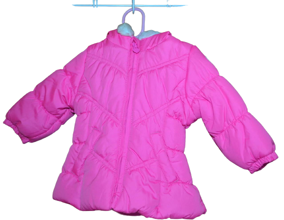 OshKosh Toddler Girls Pink Faux Fur Zipper Hood Winter Jacket 12M