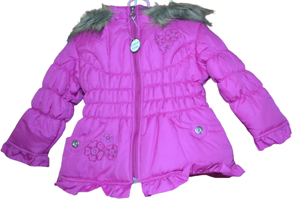 Rothchild Toddler Girls Fushia Faux Fur Zipper Hood Winter Jacket Coat 12M