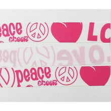 Load image into Gallery viewer, Mother & Daughter Groovy White Peace Signs Love Cheer 7/8" Ribbon Wristlet Keychain Bracelet