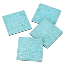 Load image into Gallery viewer, Turquoise Blue Saurian Square Coaster 4pc Set