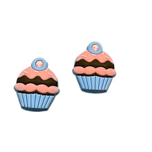 Load image into Gallery viewer, Cupcake Rhinestone Shoe Charms will fit in Clog type shoes with holes (Set of 2)
