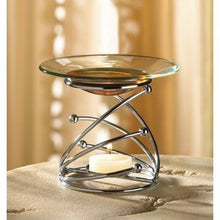 Load image into Gallery viewer, Metal & Glass Swirl Modern Art Candle Oil Warmer