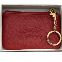 Load image into Gallery viewer, Onna Ehrlich Embossed Leather Coin Purse Zipper Wallet with Keyring