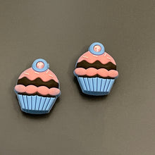 Load image into Gallery viewer, Cupcake Rhinestone Shoe Charms will fit in Clog type shoes with holes (Set of 2)