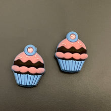 Load image into Gallery viewer, Cupcake Rhinestone Shoe Charms will fit in Clog type shoes with holes (Set of 2)
