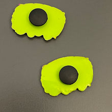 Load image into Gallery viewer, Peace Sign 60s Lime Green Flower Power Bus Van Shoe Charms for will fit in Clog type shoes with holes (Set of 2)
