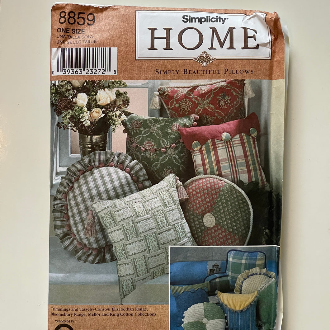 Simplicity 1999 Home Decorating 8859 Sewing Patterns Simple Pillows