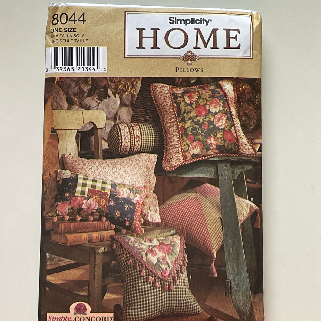 Simplicity 1999 Home Decorating 8044 Sewing Patterns Retro Pillows