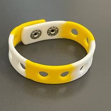 Load image into Gallery viewer, Yellow & White Silicone Splash Wristbands for Shoe Charms Sport Bracelets - 7" (18cm) Kids