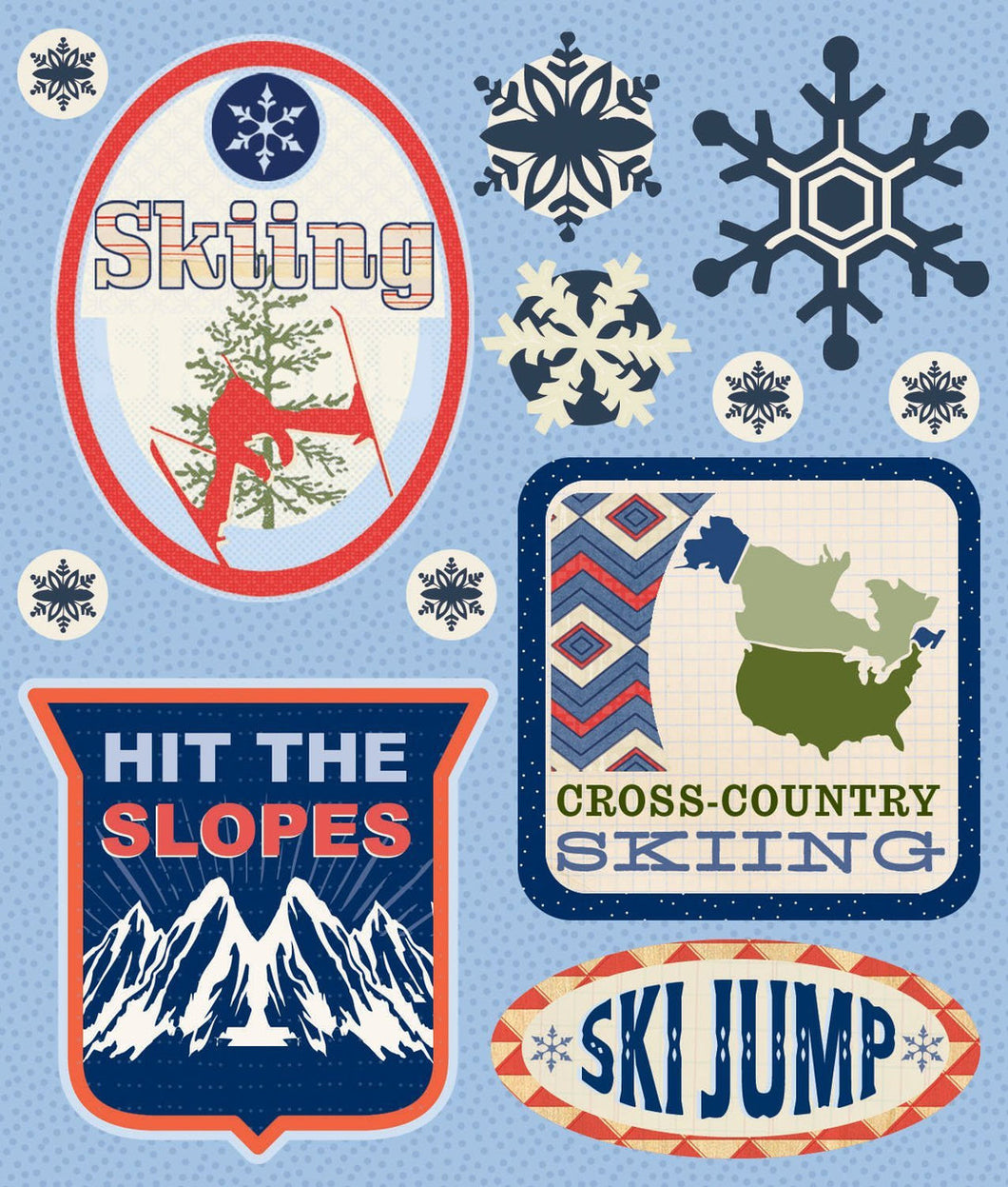 Dimensional 3D Hit the Slopes Skiing Scrapbook 12pc Stickers
