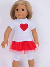 Load image into Gallery viewer, Doll Clothes Ballerina Red & White Tutu Skirt Set with Leggings fits most 18" Dolls