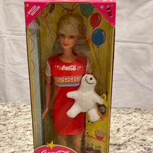 Load image into Gallery viewer, Mattel 1998 Coca-Cola Party Special Edition Barbie Doll with Polar Bear Plush #22964