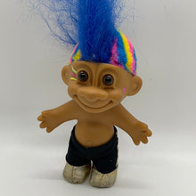 Load image into Gallery viewer, Vintage 4” Russ Troll Doll Punk Rocker Mohawk Rainbow Hair (pre-owned)