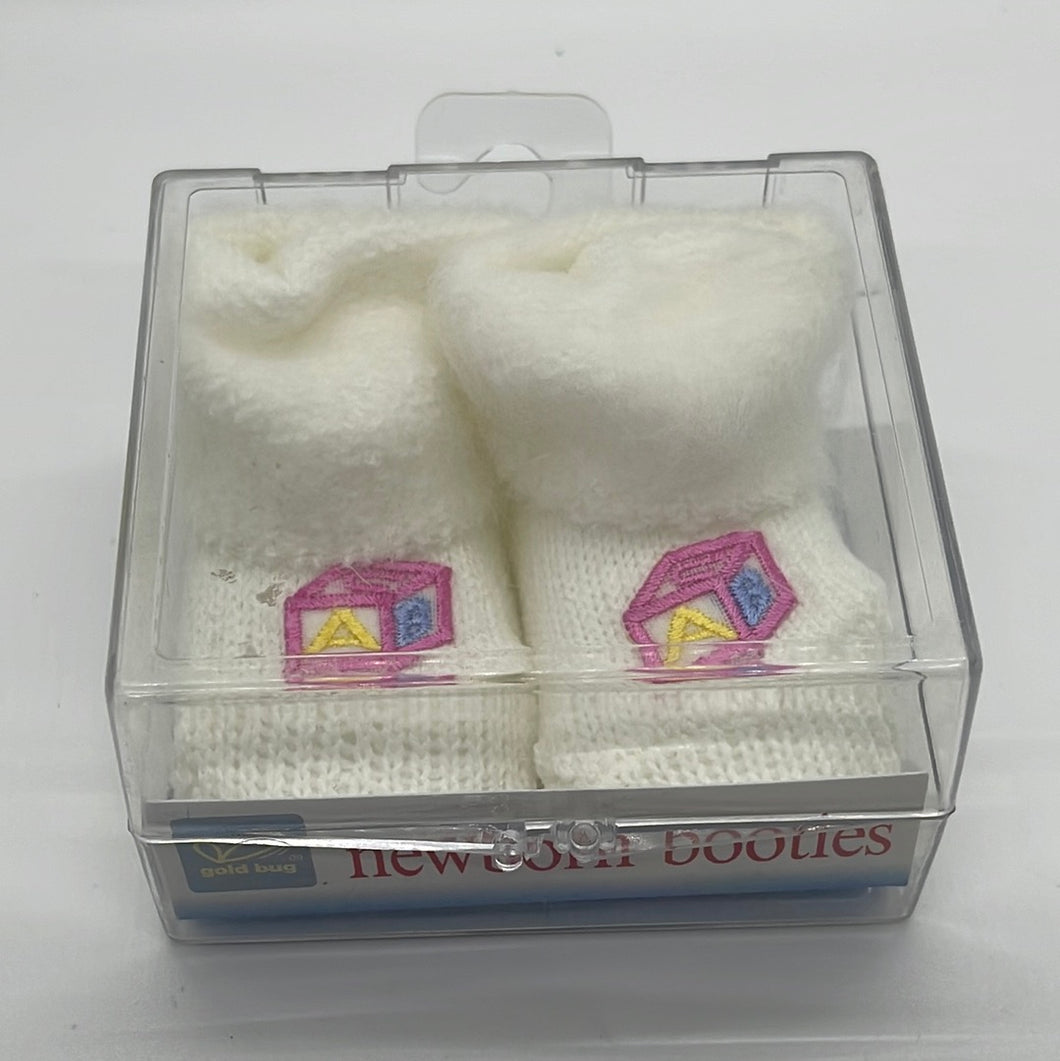 Goldbug White Newborn  Infant Baby Socks Booties  #28505