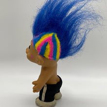 Load image into Gallery viewer, Vintage 4” Russ Troll Doll Punk Rocker Mohawk Rainbow Hair (pre-owned)