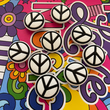 Load image into Gallery viewer, Black & White Round Peace Symbol Shoe Charm Decorations