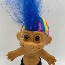 Load image into Gallery viewer, Vintage 4” Russ Troll Doll Punk Rocker Mohawk Rainbow Hair (pre-owned)