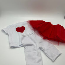 Load image into Gallery viewer, Doll Clothes Ballerina Red & White Tutu Skirt Set with Leggings fits most 18" Dolls