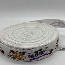 Load image into Gallery viewer, White Hippie Peace Symbol BFF Best Friends Forever 7/8" Ribbon 3 yards