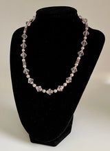 Load image into Gallery viewer, Light Amethyst Austrian Crystals & Pearls 17.5” Necklace with Matching Fish-hook earrings