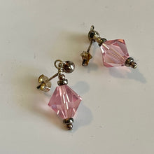 Load image into Gallery viewer, Rose Pink Austrian Crystals & Pearls 17.5” Necklace with Matching Post earrings Set