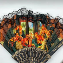 Load image into Gallery viewer, Easter Last Supper Hand Fan Trimmed in Lace Black Handle
