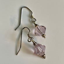 Load image into Gallery viewer, Light Amethyst Austrian Crystals & Pearls 17.5” Necklace with Matching Fish-hook earrings