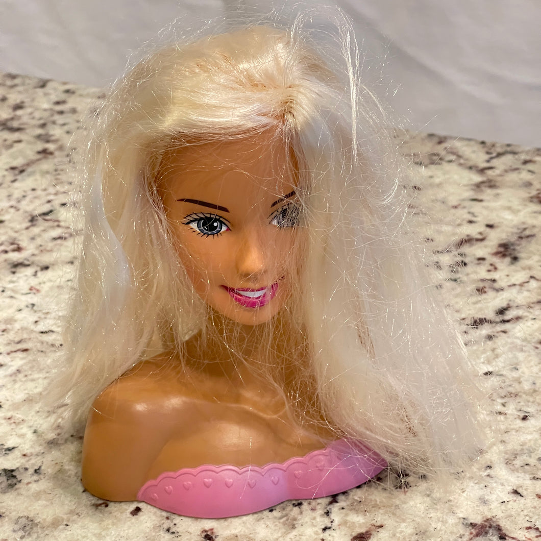 Mattel 2001 Styling Hair Head Barbie Doll Pink Base Stand (Pre-owned)