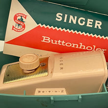 Load image into Gallery viewer, 1960 Singer Green Atomic Case Sewing Buttonhole Maker case #489500 or 489510